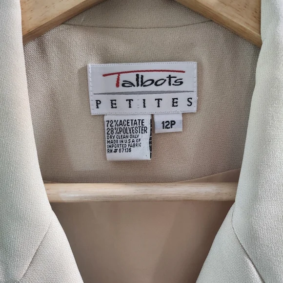 Vintage Talbots Cream Midi Button Down Business Casual Dress with Notched Collar - Picture 8 of 9